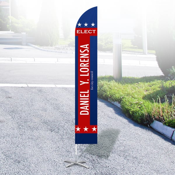 Vertical election feather flag sign for outdoor campaign visibility