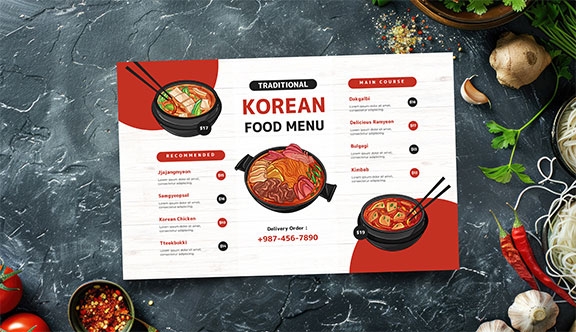 Korean Restaurant Menu Design Layout