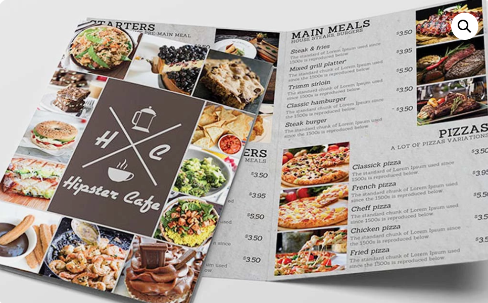 Laminated Restaurant Menu