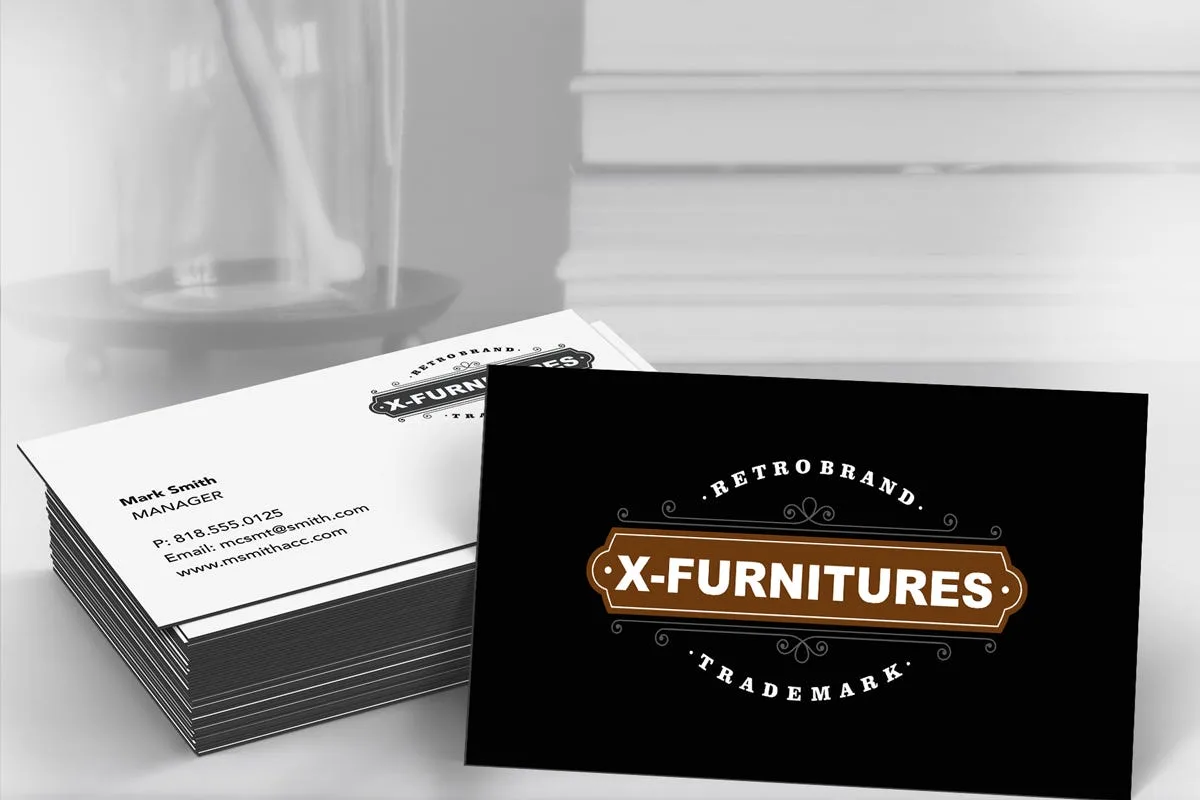 Black edge business cards with black core