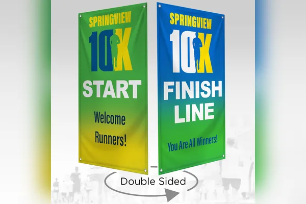 Double-sided 18oz start and finish line race banners