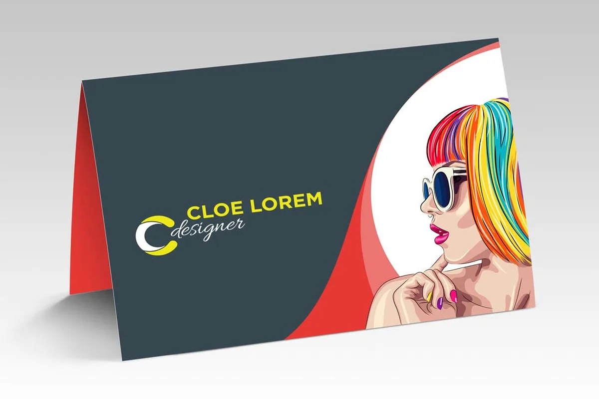 Fold-over business card standing like a tent