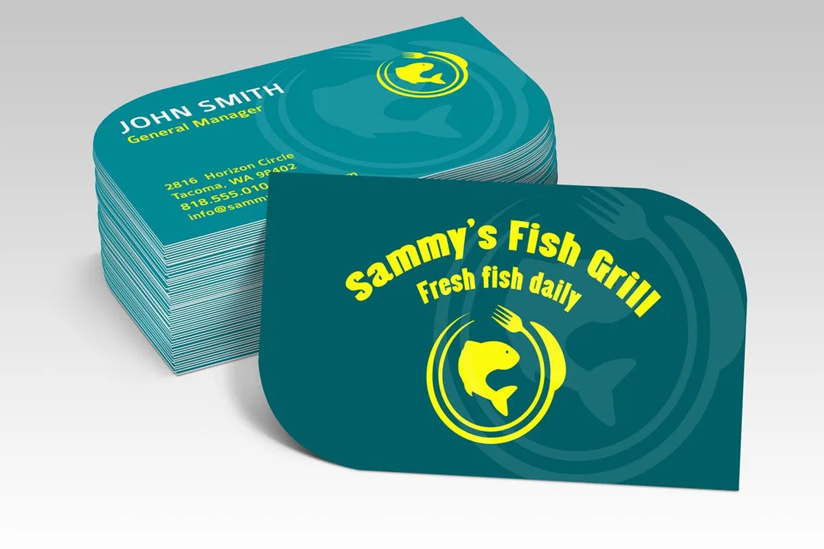 Leaf shape business cards with two rounded corners